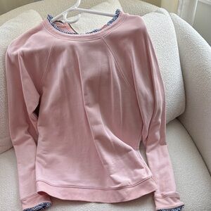 J. Crew Pink Sweatshirt with Striped Trim